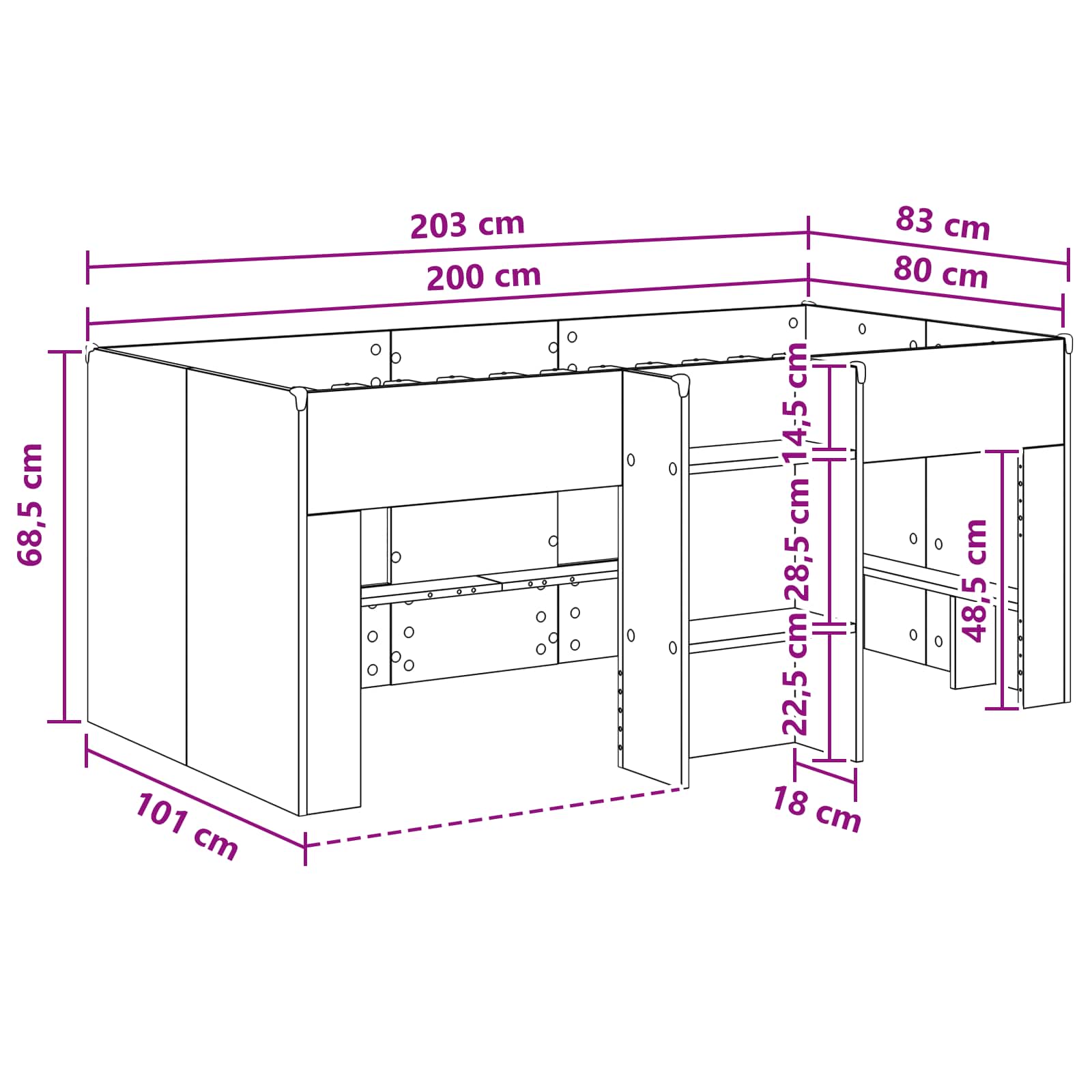 vidaXL Kinderloftbed met ladder Sonoma 90 x 200 cm Geconstrueerd hout