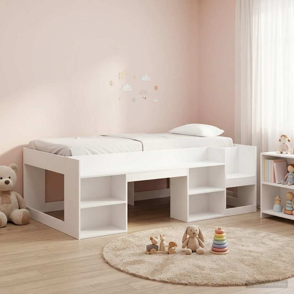 vidaXL Jeugd bedframe met opbergruimte Wit 80 x 200 cm Bewerkt hout