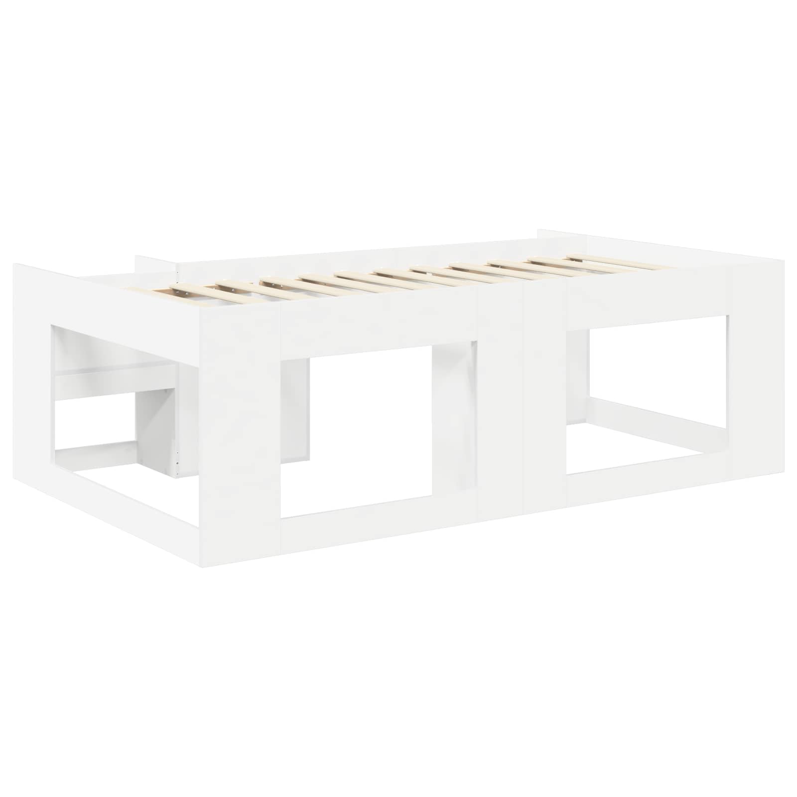 vidaXL Jeugd bedframe met opbergruimte Wit 80 x 200 cm Bewerkt hout