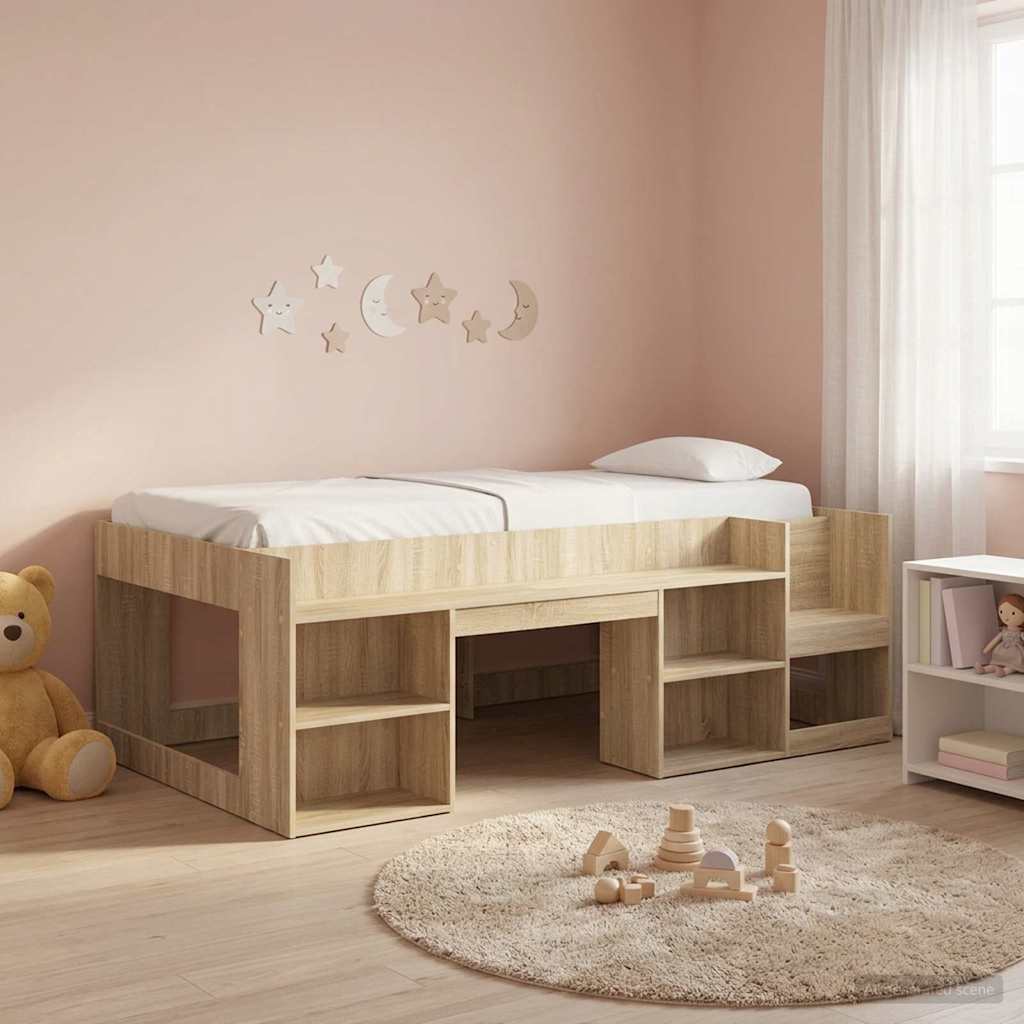 vidaXL Jeugd bedframe met opbergruimte Wit 80 x 200 cm Bewerkt hout