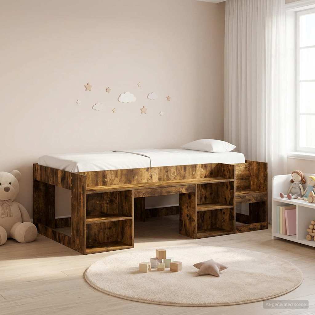 vidaXL Jeugd bedframe met opbergruimte Wit 80 x 200 cm Bewerkt hout