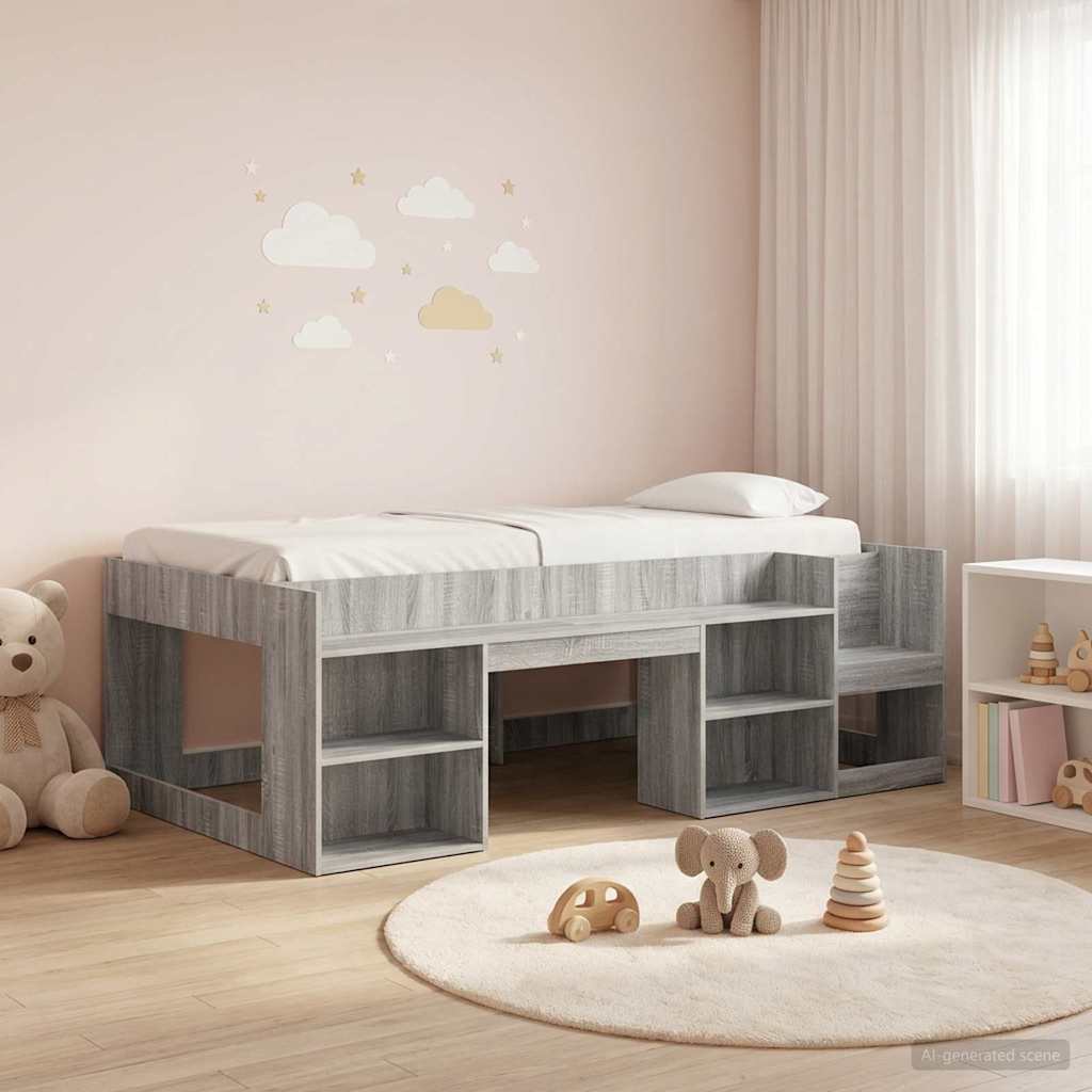 vidaXL Jeugd bedframe met opbergruimte Wit 80 x 200 cm Bewerkt hout