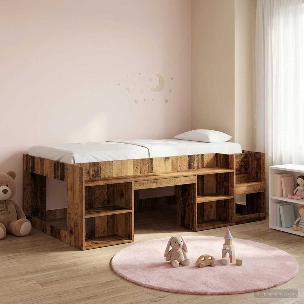 vidaXL Jeugd bedframe met opbergruimte Wit 80 x 200 cm Bewerkt hout