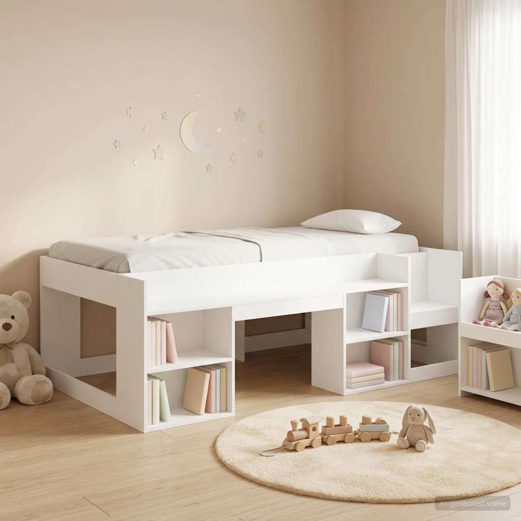 vidaXL Jeugd bedframe met opbergruimte Wit 80 x 200 cm Bewerkt hout