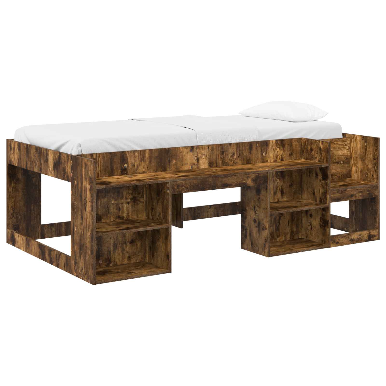 vidaXL Jeugd bedframe met opbergruimte Wit 80 x 200 cm Bewerkt hout