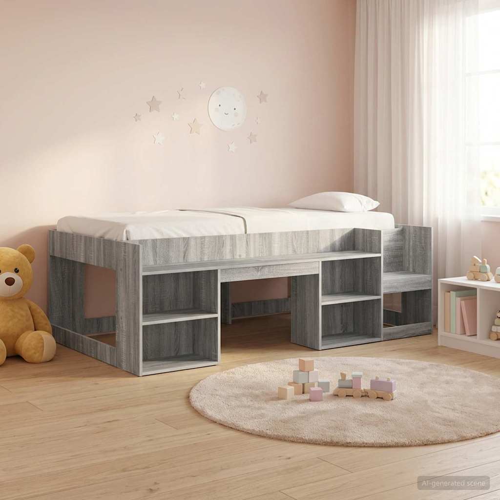 vidaXL Jeugd bedframe met opbergruimte Wit 80 x 200 cm Bewerkt hout
