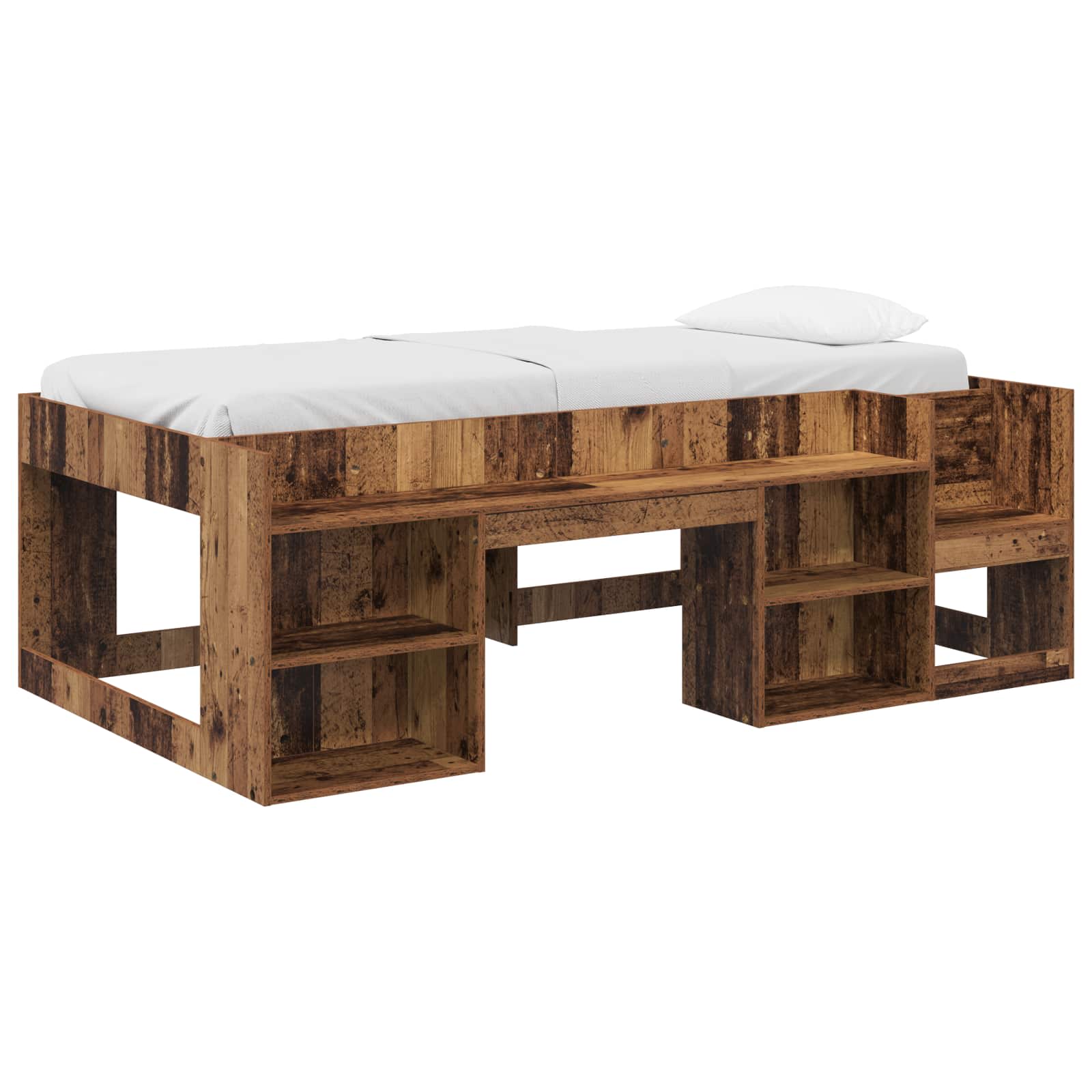 vidaXL Jeugd bedframe met opbergruimte Wit 80 x 200 cm Bewerkt hout