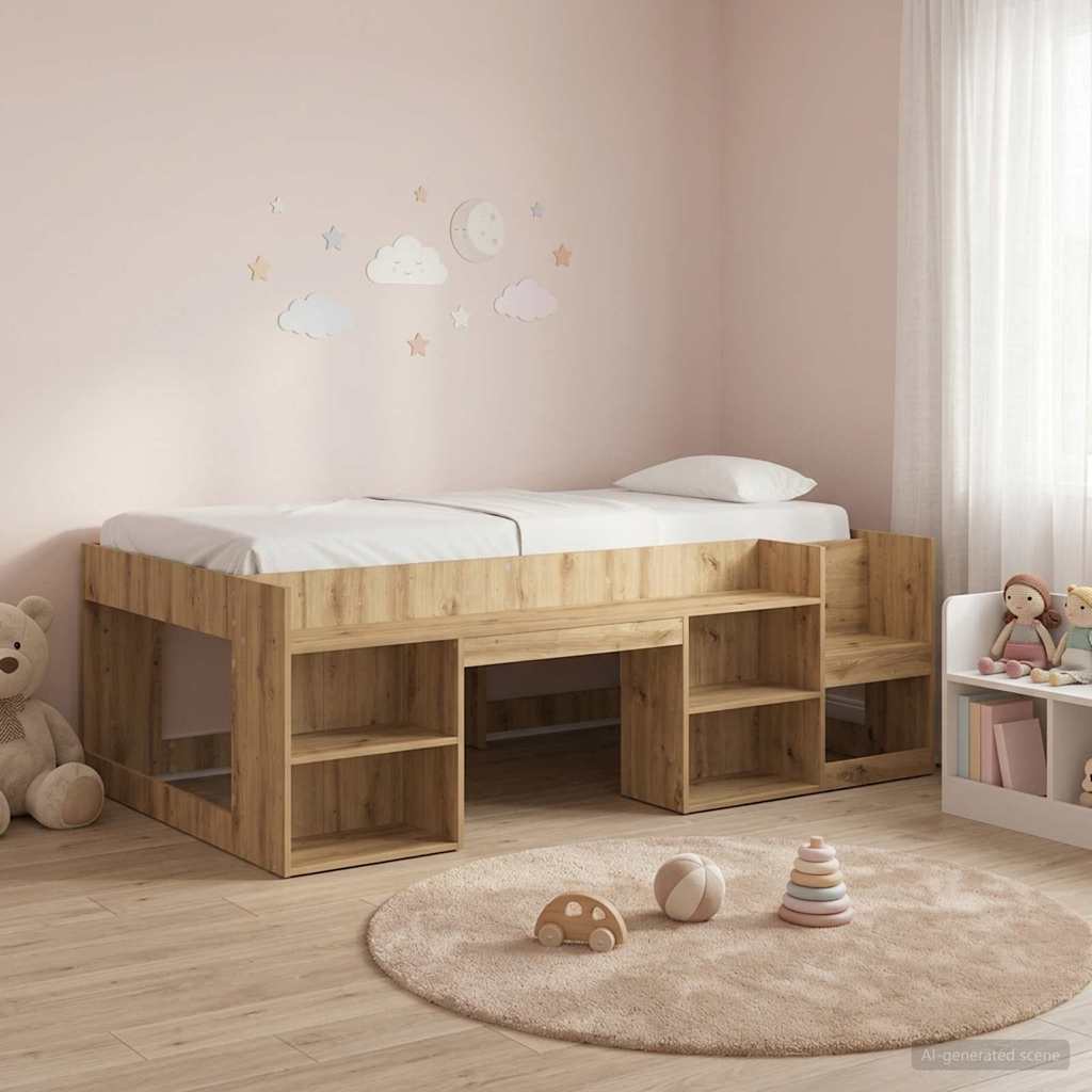 vidaXL Jeugd bedframe met opbergruimte Wit 80 x 200 cm Bewerkt hout