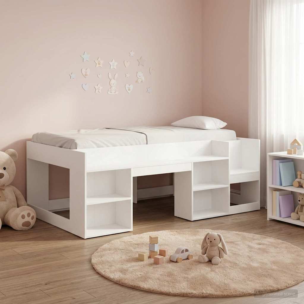 vidaXL Jeugd bedframe met opbergruimte Wit 80 x 200 cm Bewerkt hout