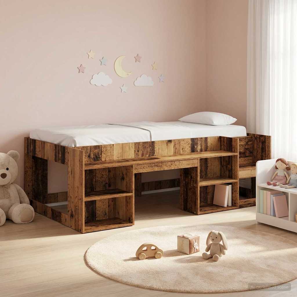 vidaXL Jeugd bedframe met opbergruimte Wit 80 x 200 cm Bewerkt hout