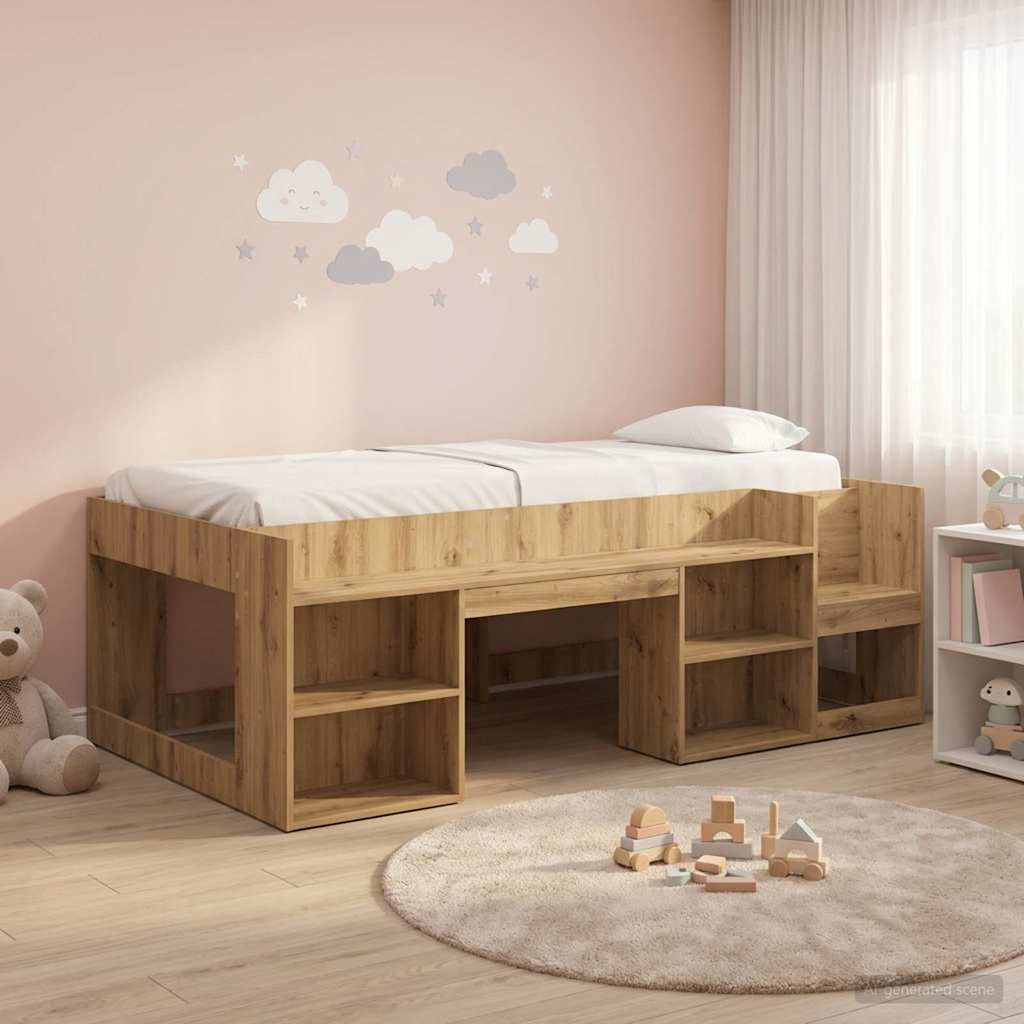 vidaXL Jeugd bedframe met opbergruimte Wit 80 x 200 cm Bewerkt hout