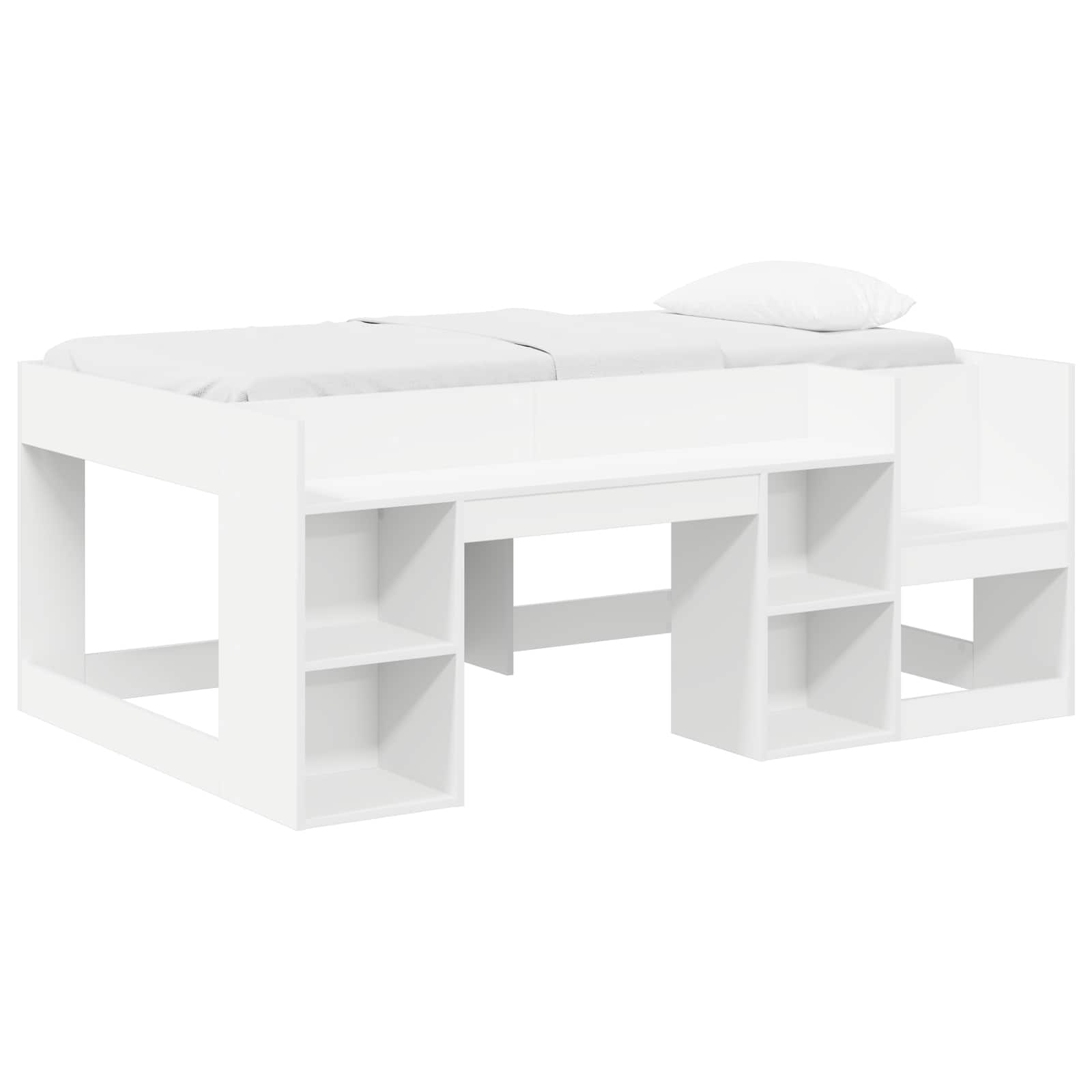vidaXL Jeugd bedframe met opbergruimte Wit 80 x 200 cm Bewerkt hout