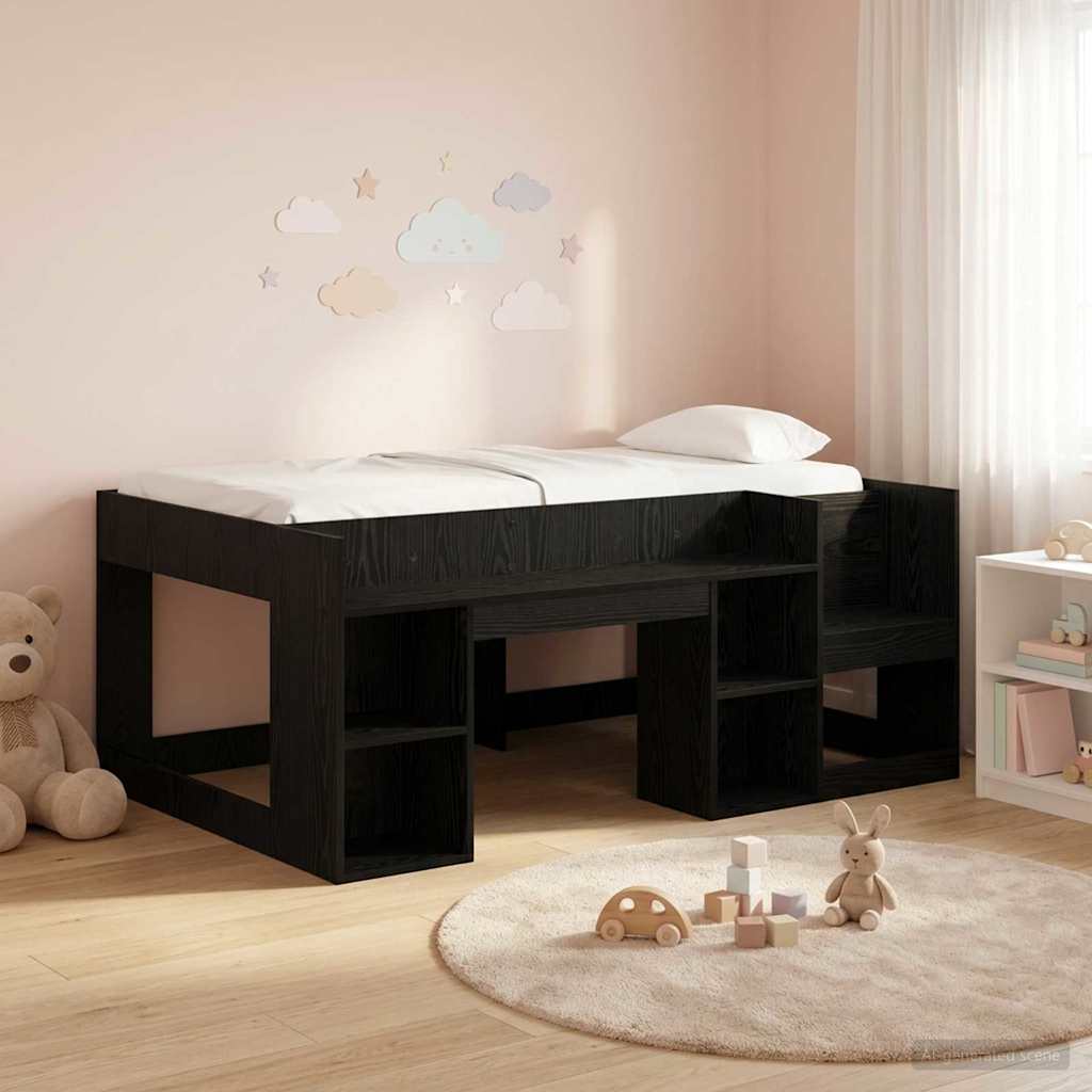 vidaXL Jeugd bedframe met opbergruimte Wit 80 x 200 cm Bewerkt hout