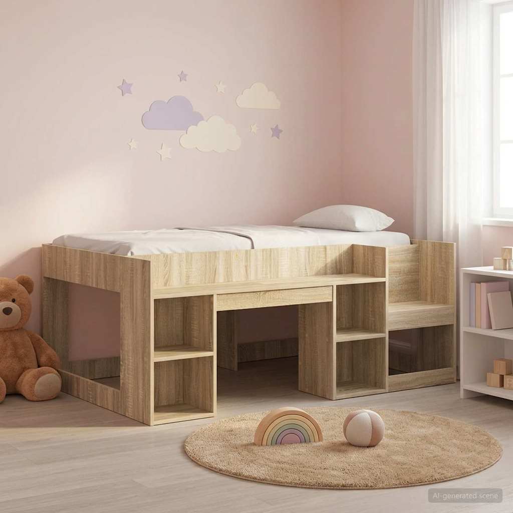 vidaXL Jeugd bedframe met opbergruimte Wit 80 x 200 cm Bewerkt hout