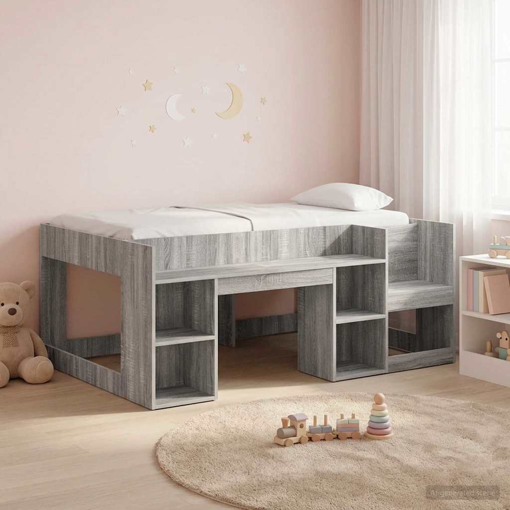 vidaXL Jeugd bedframe met opbergruimte Wit 80 x 200 cm Bewerkt hout