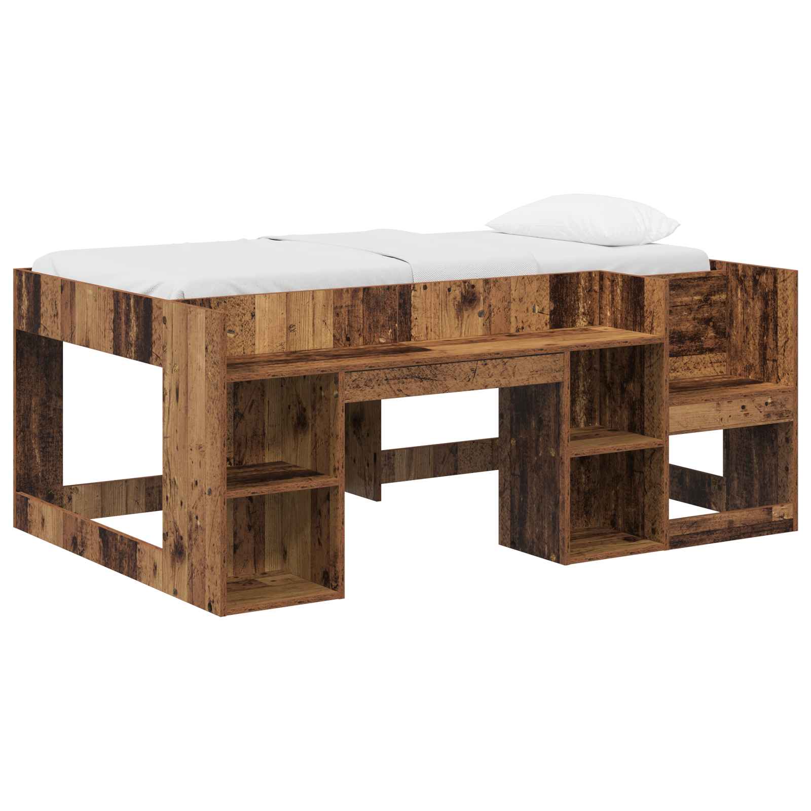 vidaXL Jeugd bedframe met opbergruimte Wit 80 x 200 cm Bewerkt hout