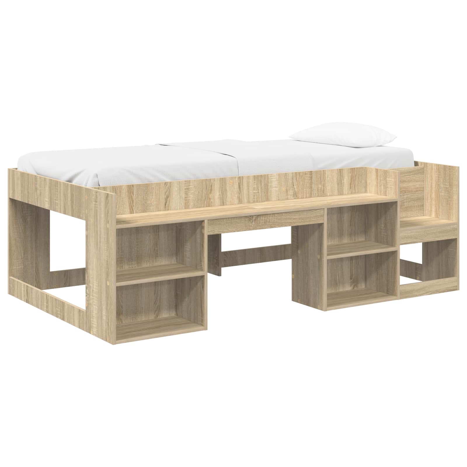 vidaXL Jeugd bedframe met opbergruimte Wit 80 x 200 cm Bewerkt hout