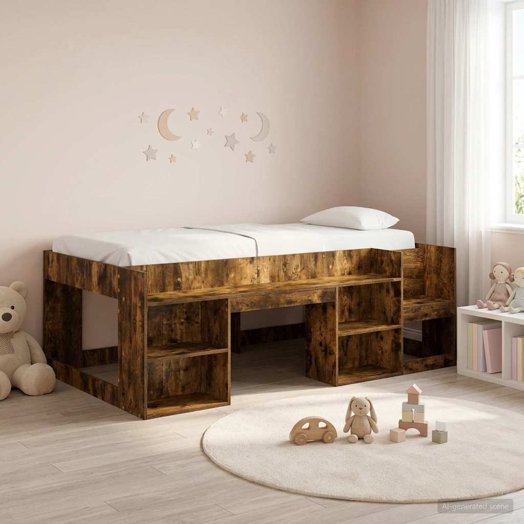 vidaXL Jeugd bedframe met opbergruimte Wit 80 x 200 cm Bewerkt hout