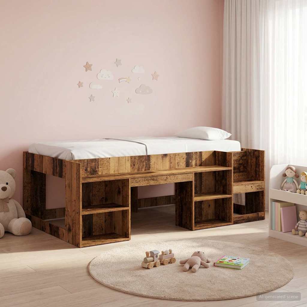 vidaXL Jeugd bedframe met opbergruimte Wit 80 x 200 cm Bewerkt hout