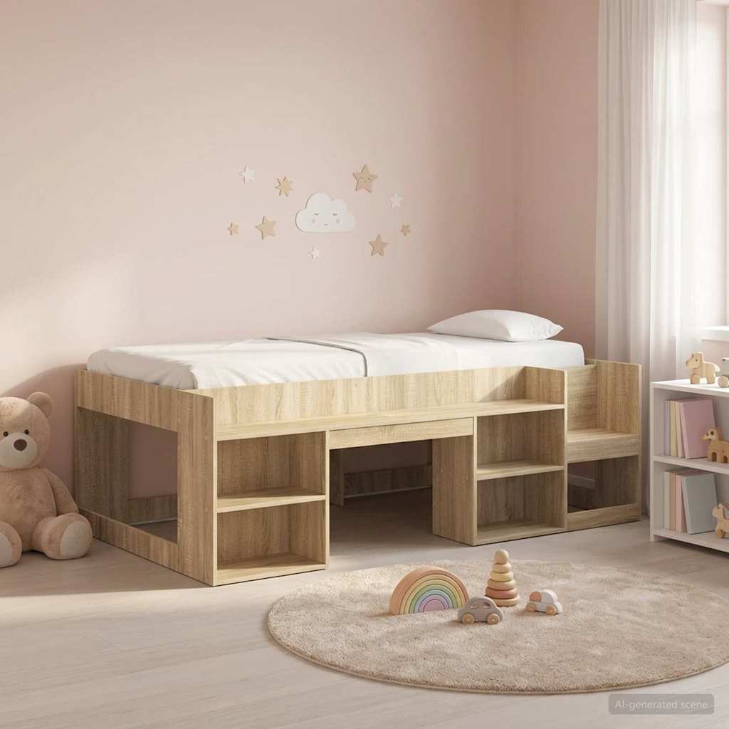 vidaXL Jeugd bedframe met opbergruimte Wit 80 x 200 cm Bewerkt hout