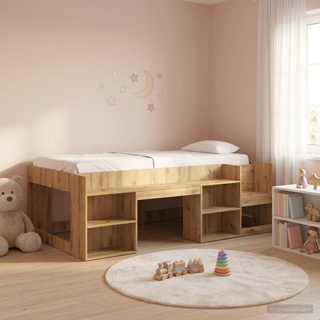 vidaXL Jeugd bedframe met opbergruimte Wit 80 x 200 cm Bewerkt hout