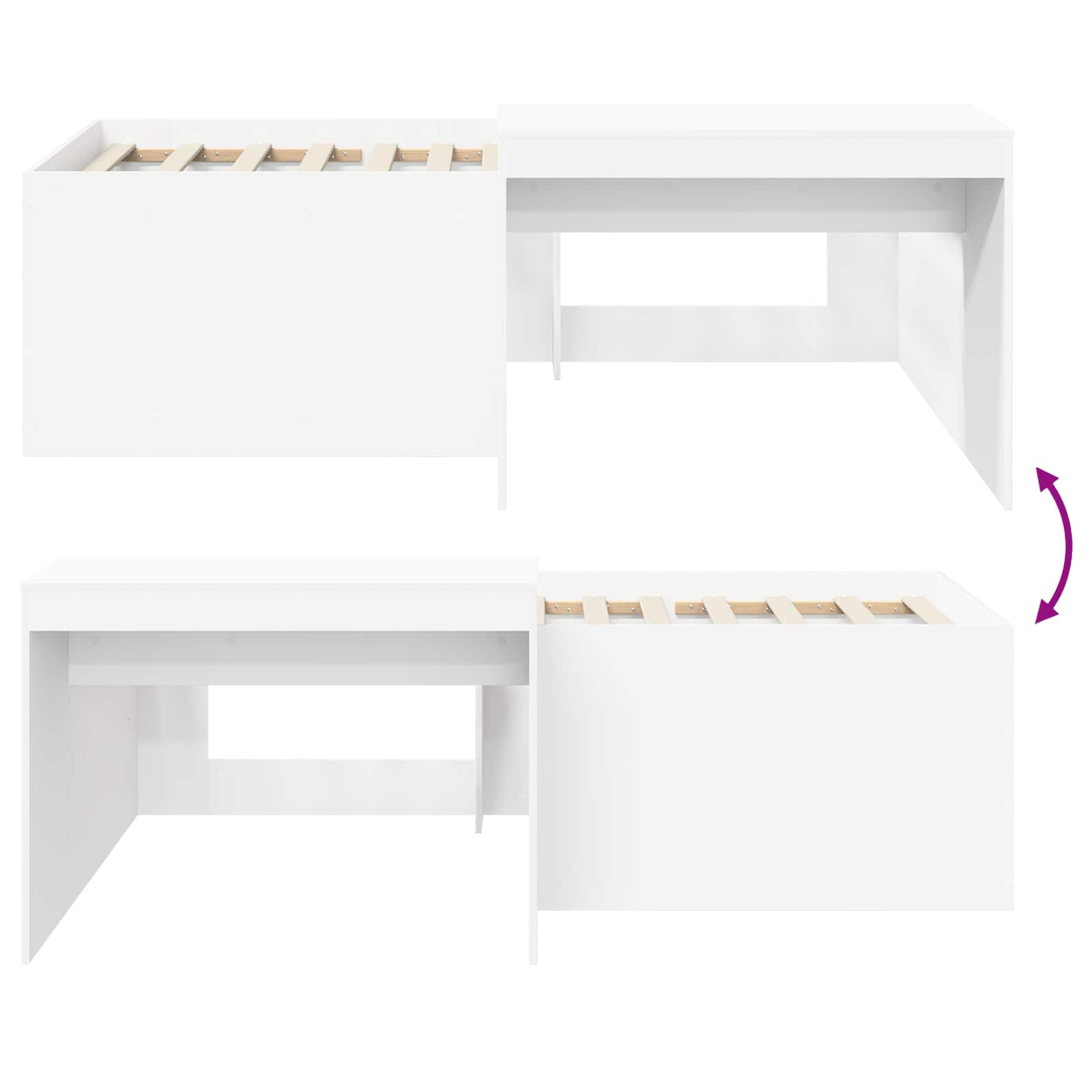 vidaXL Hoge Bed Frame met Bureau voor Kinderen Betongrijs 80 x 200 cm