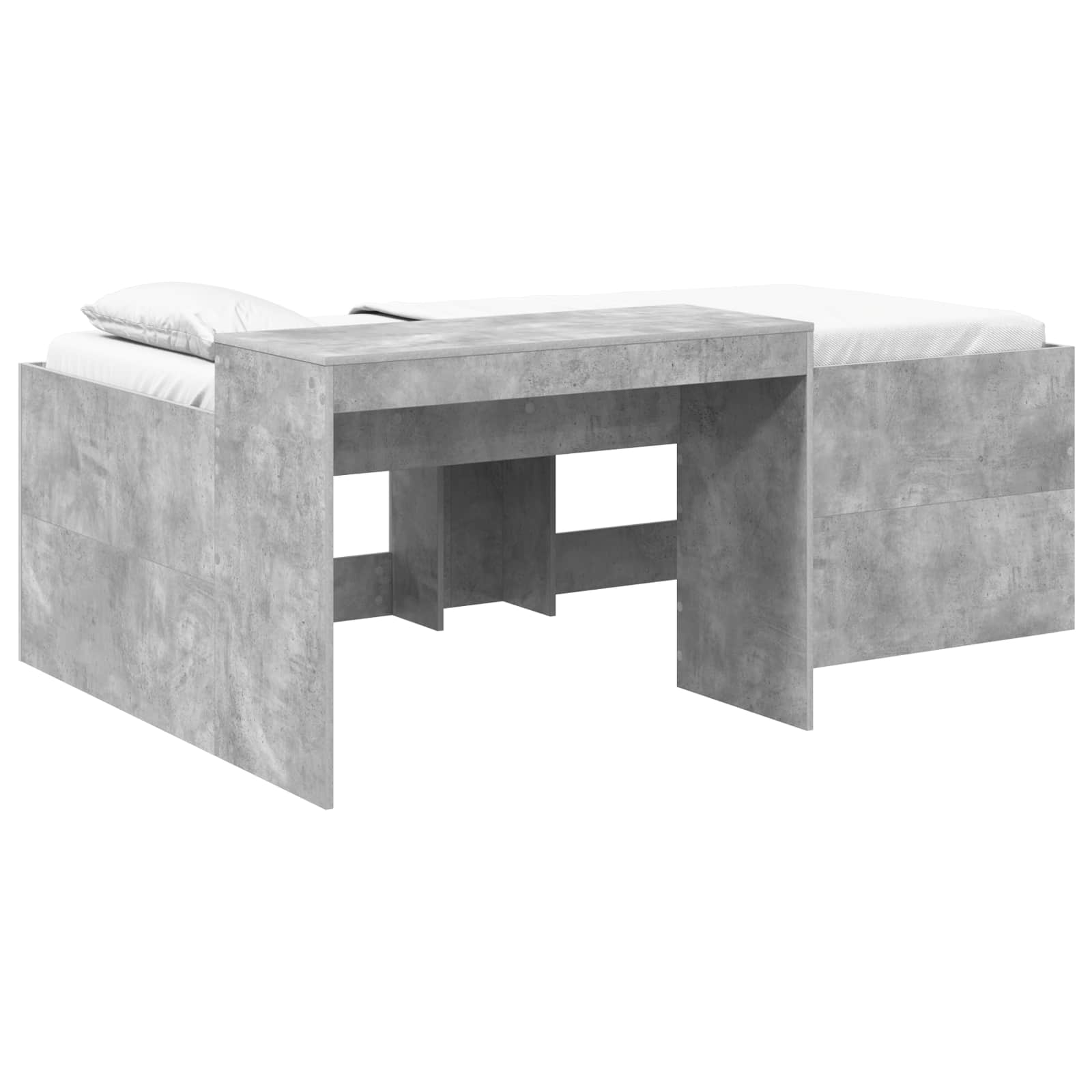 vidaXL Hoge Bed Frame met Bureau voor Kinderen Betongrijs 80 x 200 cm
