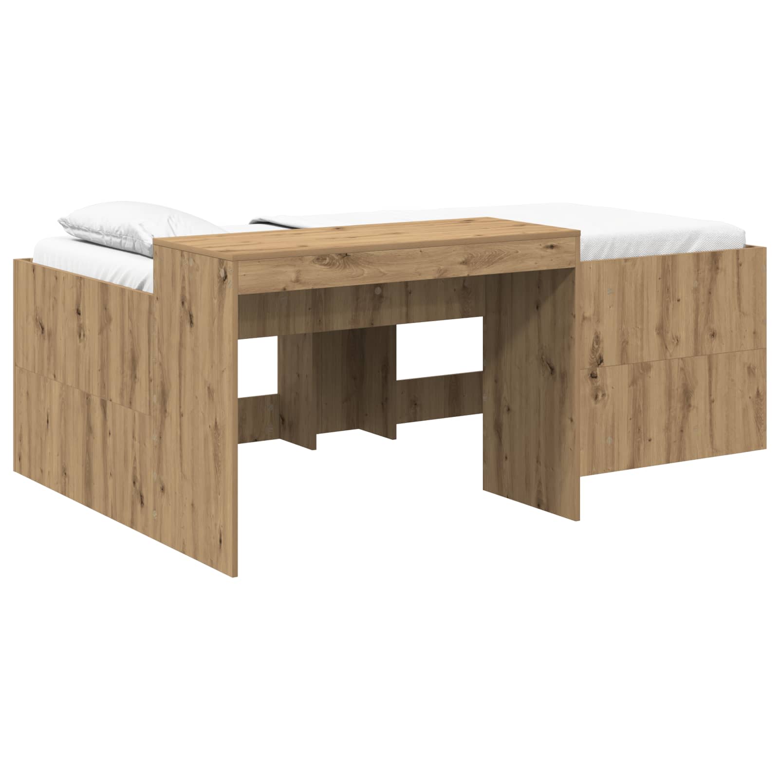 vidaXL Hoge Bed Frame met Bureau voor Kinderen Betongrijs 80 x 200 cm