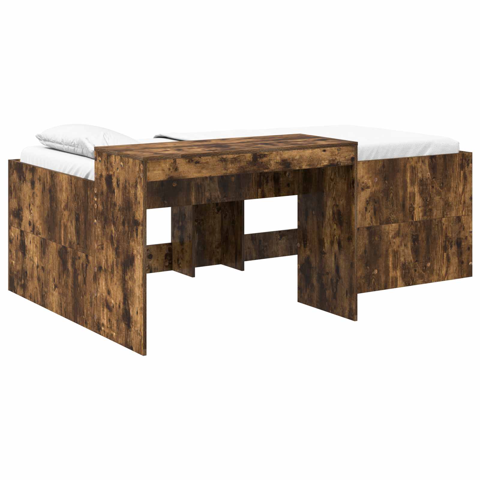 vidaXL Hoge Bed Frame met Bureau voor Kinderen Betongrijs 80 x 200 cm