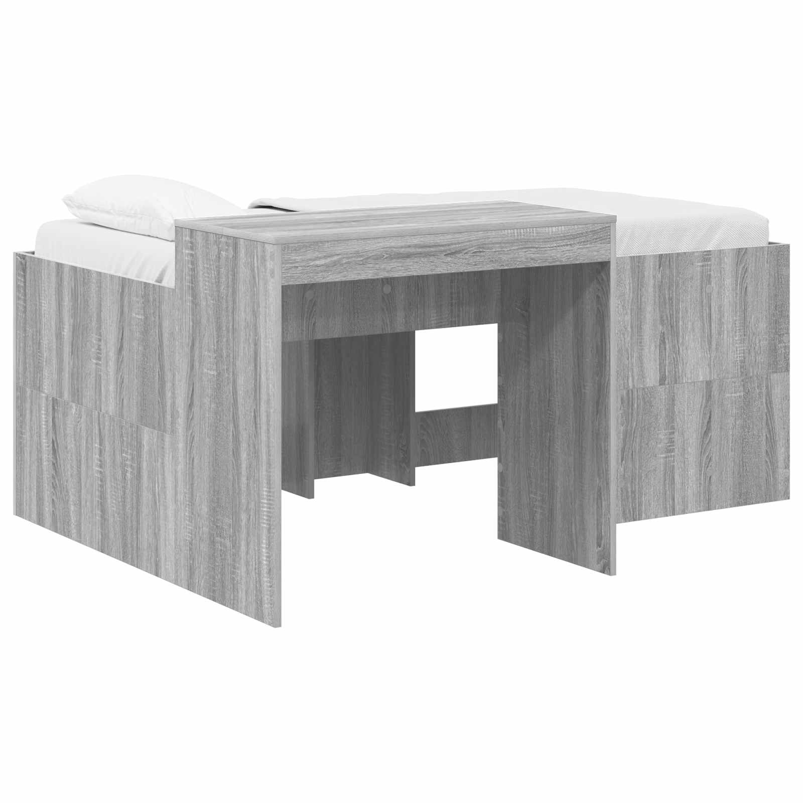 vidaXL Hoge Bed Frame met Bureau voor Kinderen Betongrijs 80 x 200 cm