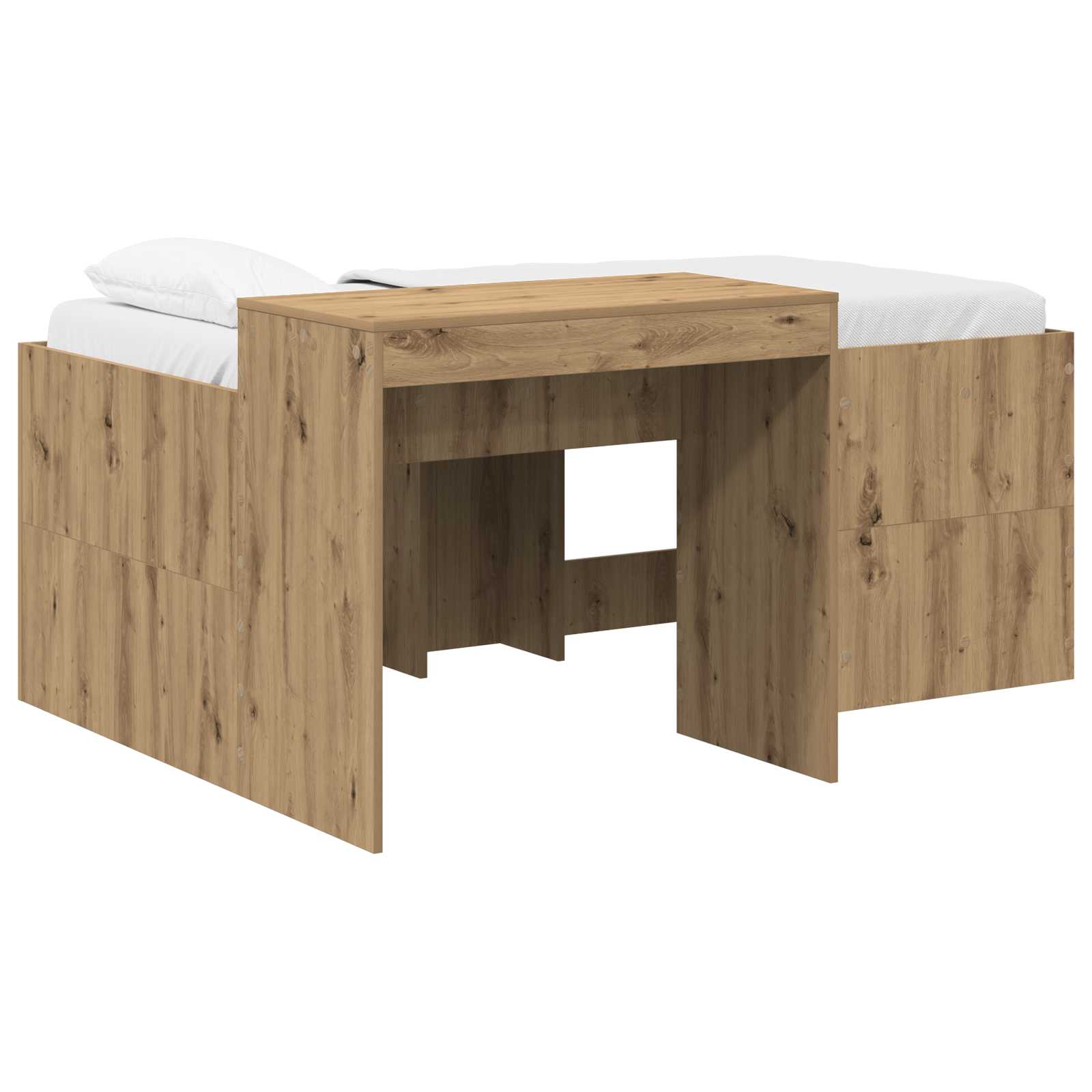 vidaXL Hoge Bed Frame met Bureau voor Kinderen Betongrijs 80 x 200 cm
