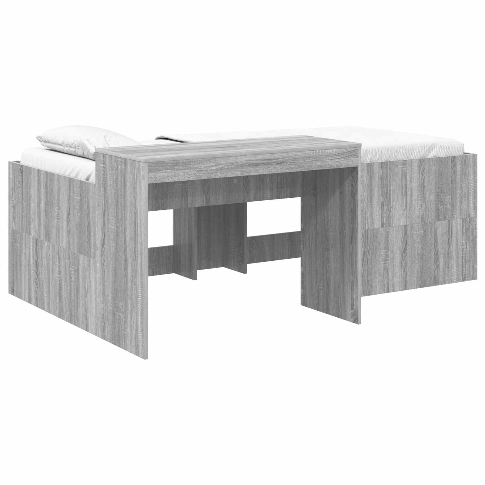vidaXL Hoge Bed Frame met Bureau voor Kinderen Betongrijs 80 x 200 cm