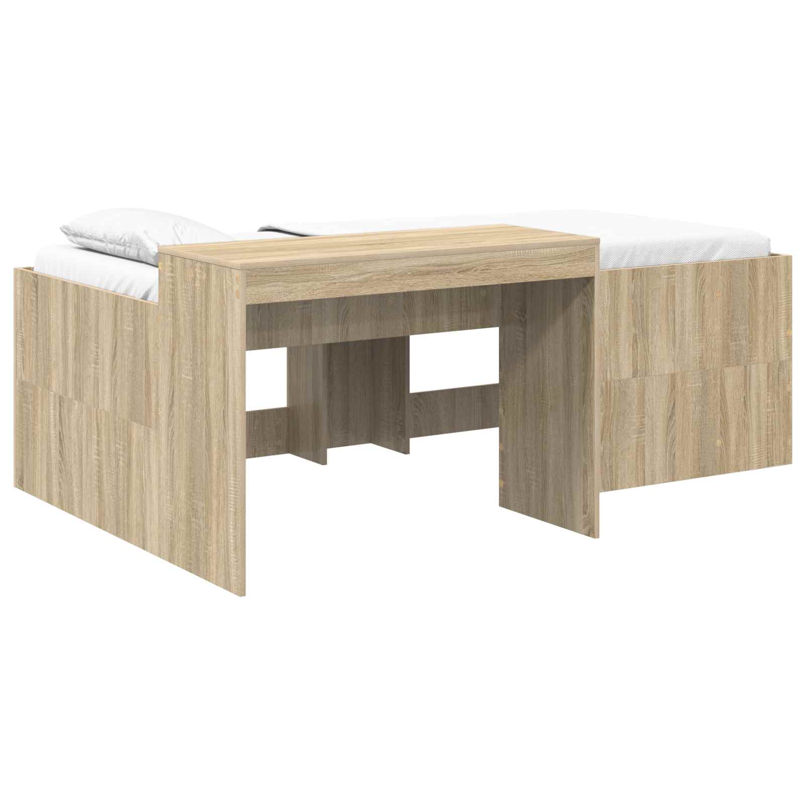 vidaXL Hoge Bed Frame met Bureau voor Kinderen Betongrijs 80 x 200 cm