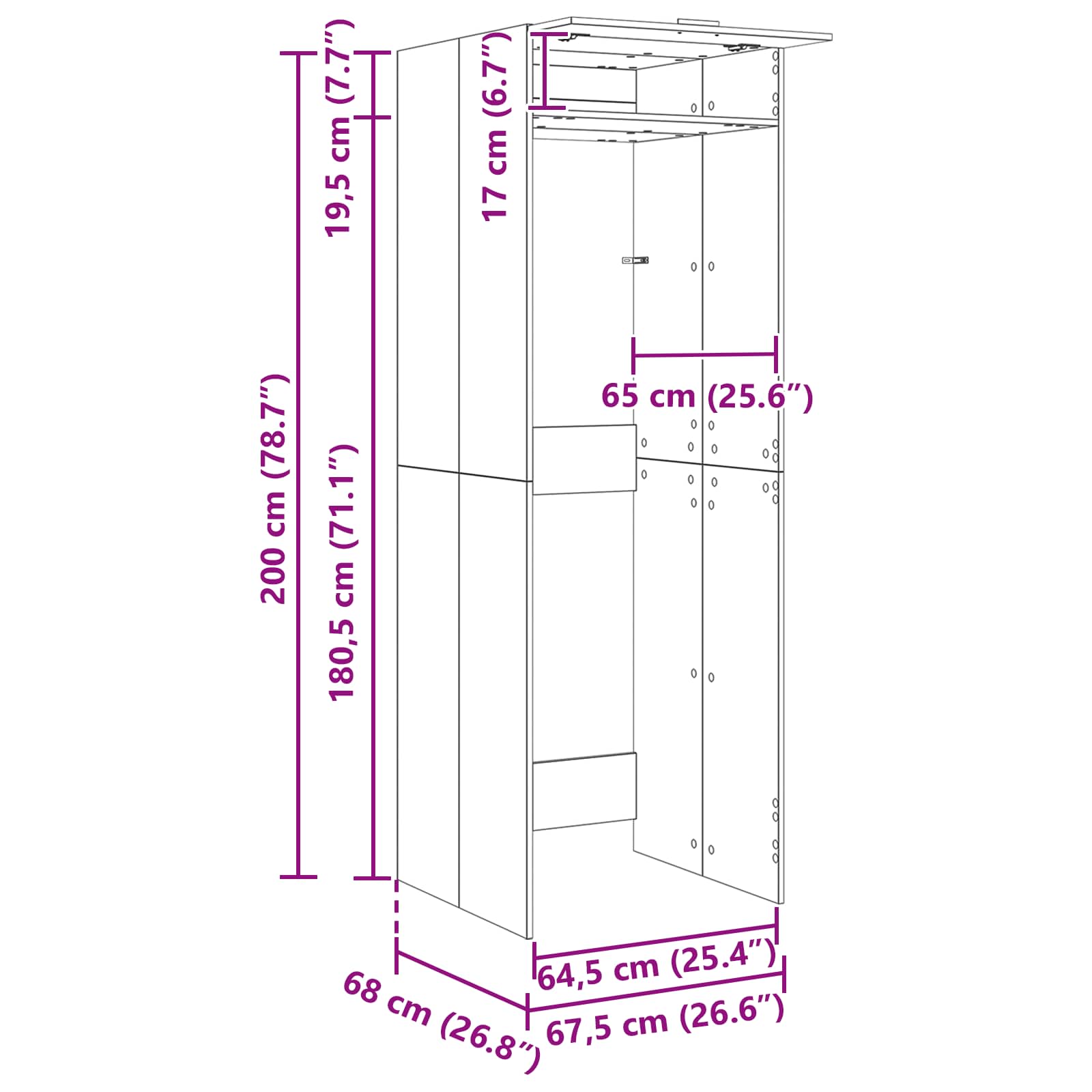 vidaXL Wasmachinekast met opslag Wit 67,5 x 68 x 200 cm Bewerkt hout