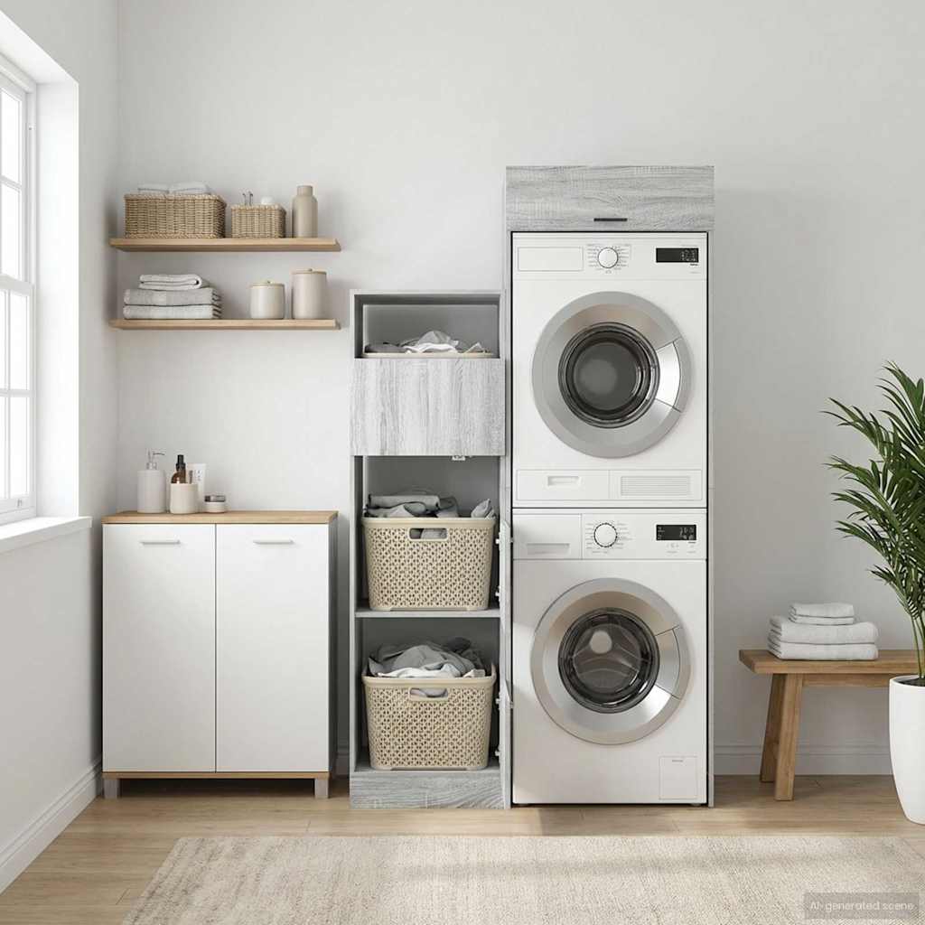 vidaXL Waskast Set met opslag met de deur 2 pcs Wit Bewerkt hout
