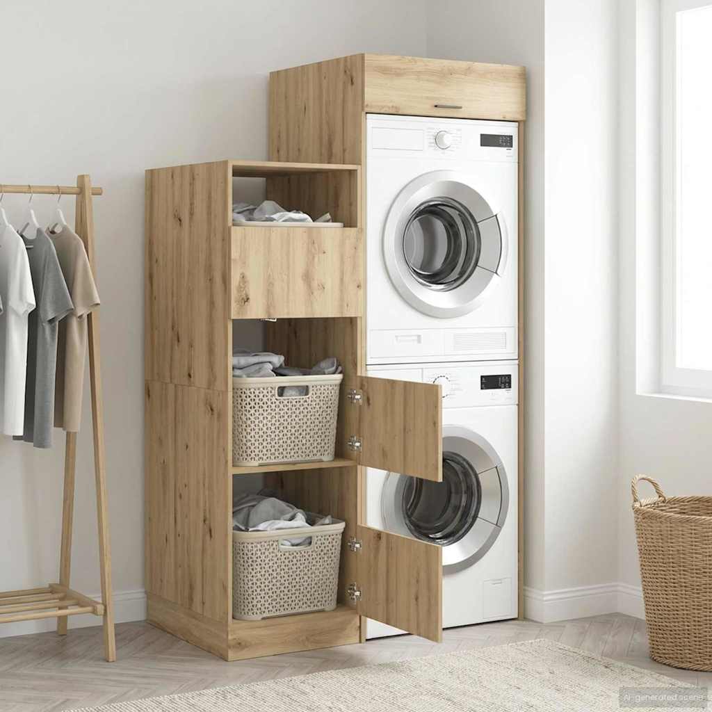 vidaXL Waskast Set met opslag met de deur 2 pcs Wit Bewerkt hout