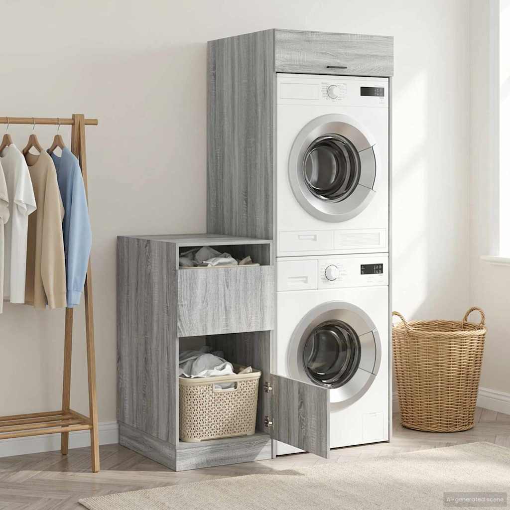 vidaXL Waskast Set met opslag met de deur 2 pcs Wit Bewerkt hout