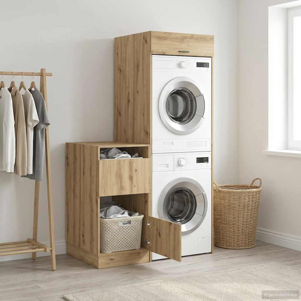 vidaXL Waskast Set met opslag met de deur 2 pcs Wit Bewerkt hout