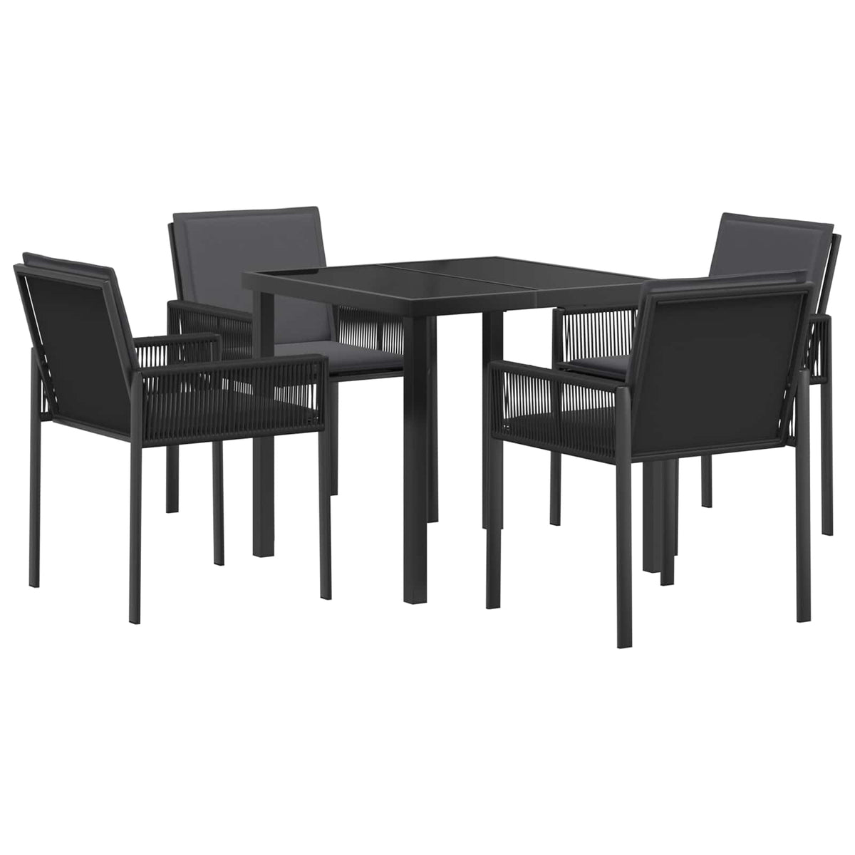 vidaXL Tuin eettafelset 7 st Zwart poly rattan