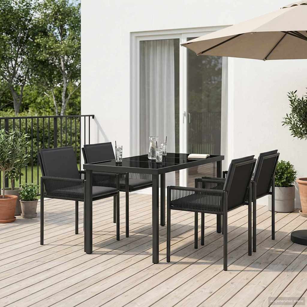vidaXL Tuin eettafelset 7 st Zwart poly rattan