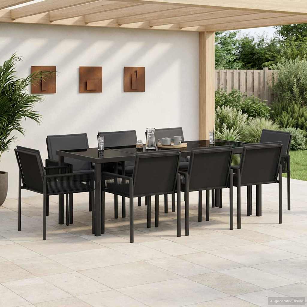 vidaXL Tuin eettafelset 7 st Zwart poly rattan