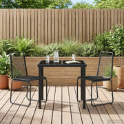 vidaXL Tuinset 3 st Zwart Metaal en Rotan
