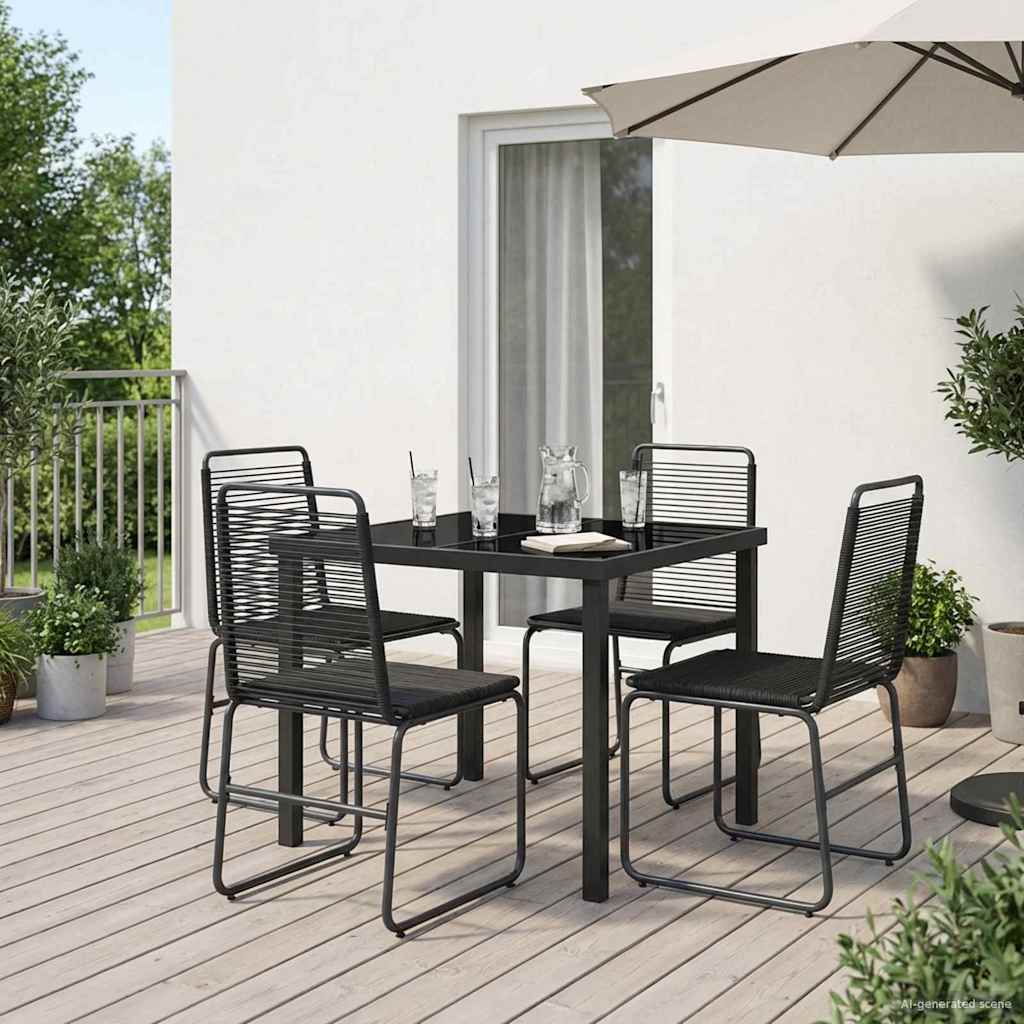 vidaXL Tuinset 3 st Zwart Metaal en Rotan