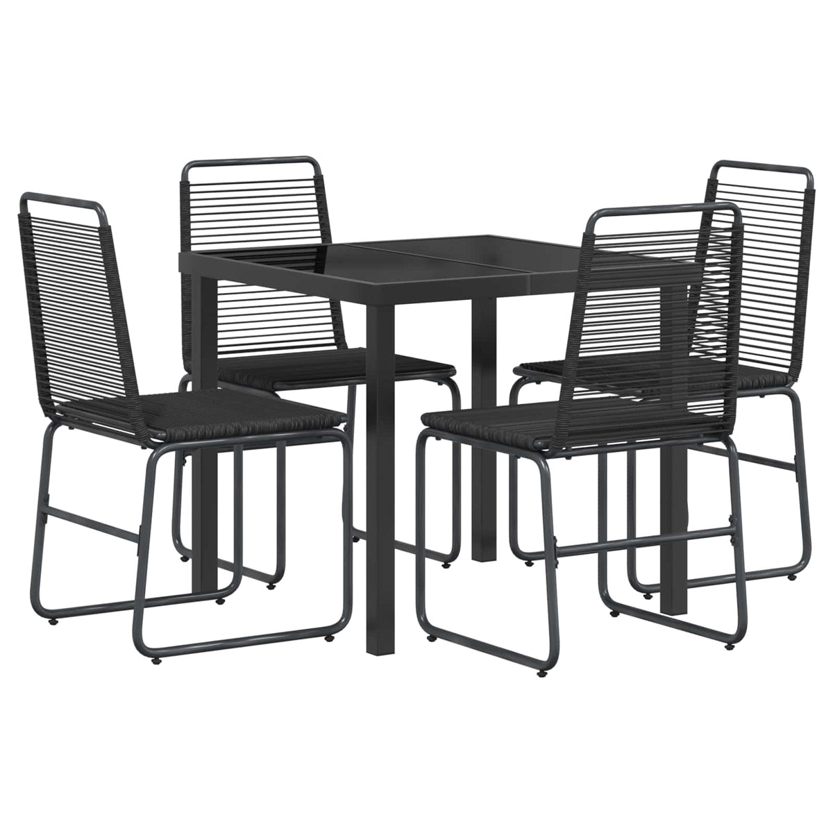 vidaXL Tuinset 3 st Zwart Metaal en Rotan
