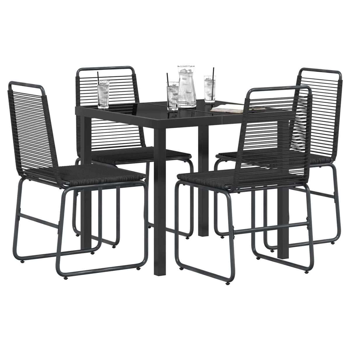 vidaXL Tuinset 3 st Zwart Metaal en Rotan