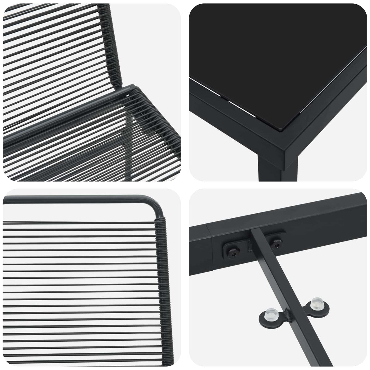 vidaXL Tuinset 3 st Zwart Metaal en Rotan