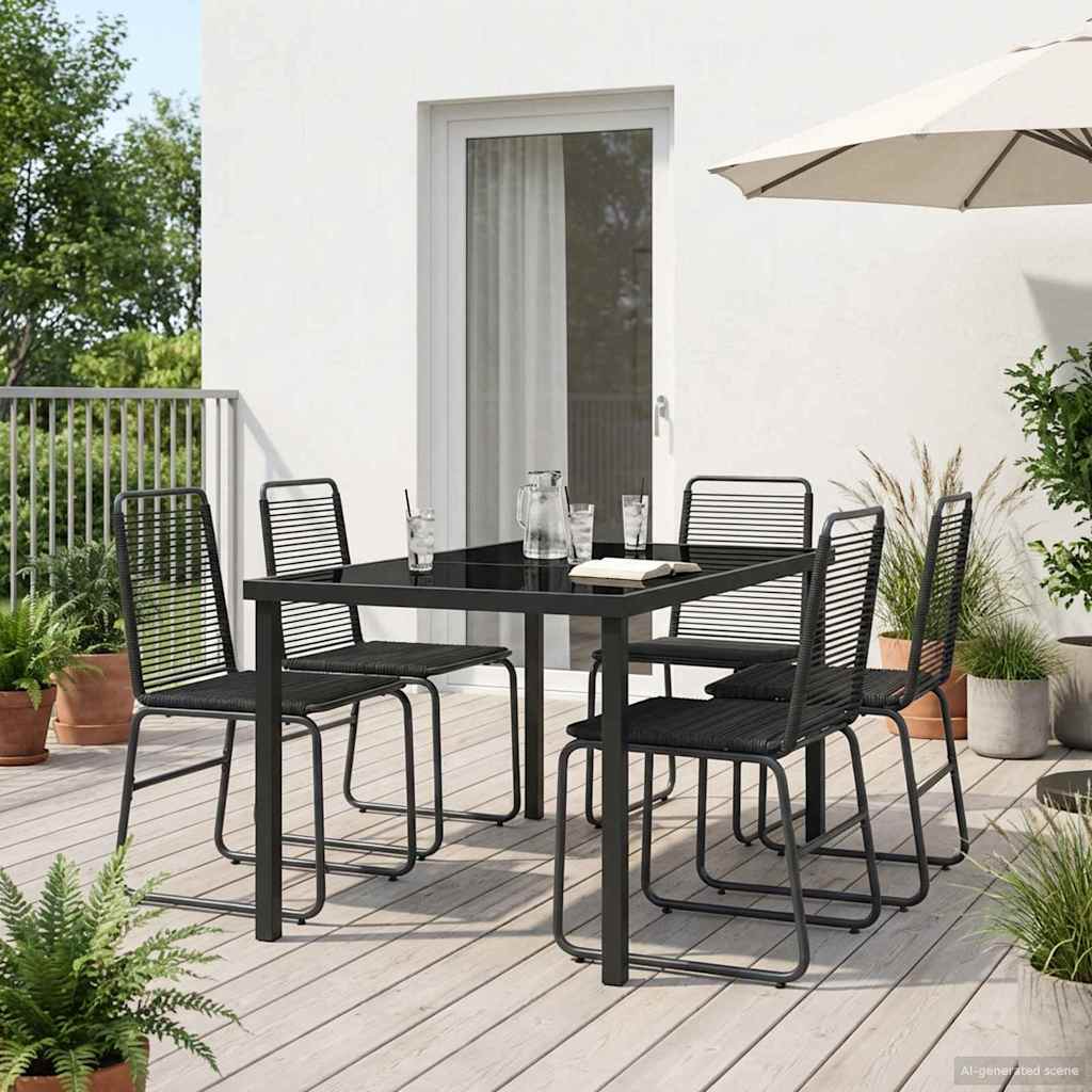 vidaXL Tuinset 3 st Zwart Metaal en Rotan