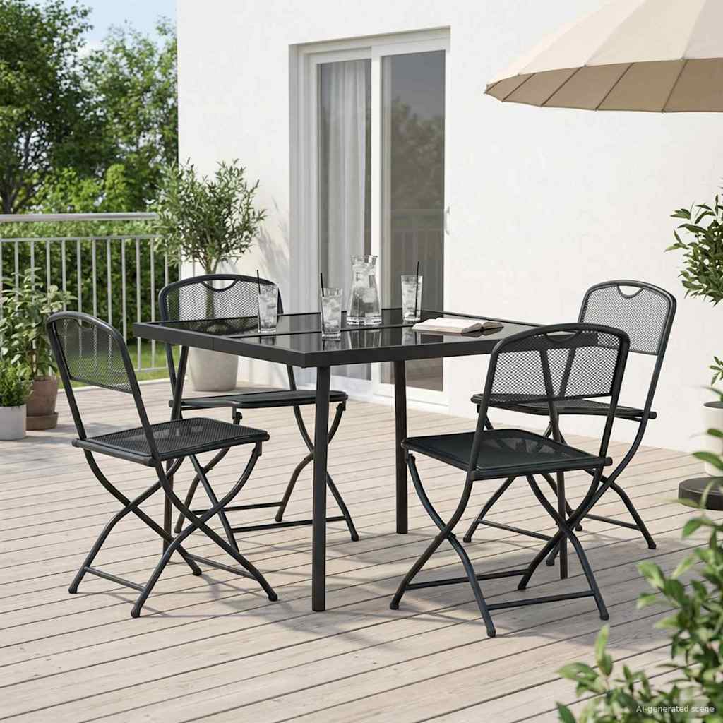 vidaXL Buitenmeubelset 5 pcs Antracietkleurig Ijzer en Staal