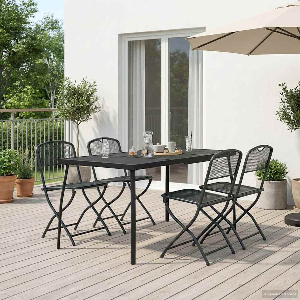 vidaXL Buitenmeubelset 5 pcs Antracietkleurig Ijzer en Staal