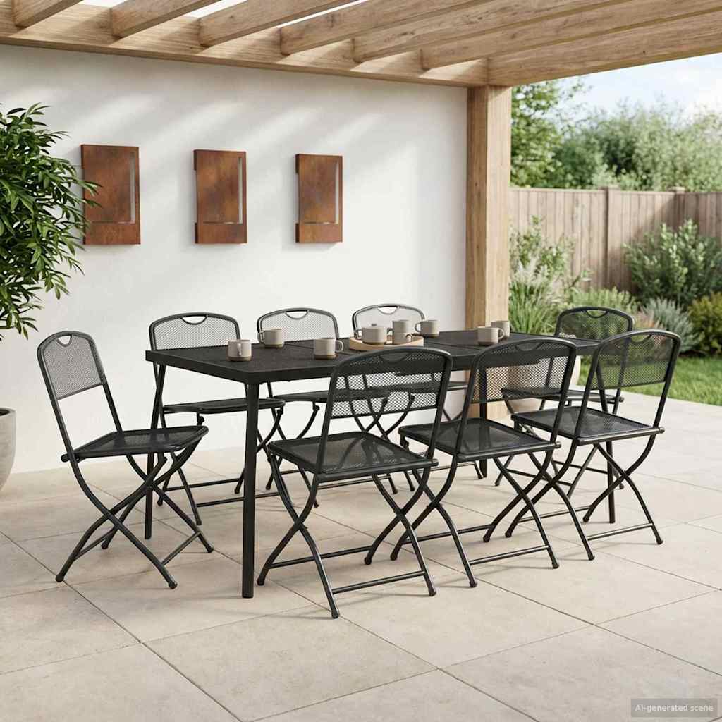 vidaXL Buitenmeubelset 5 pcs Antracietkleurig Ijzer en Staal